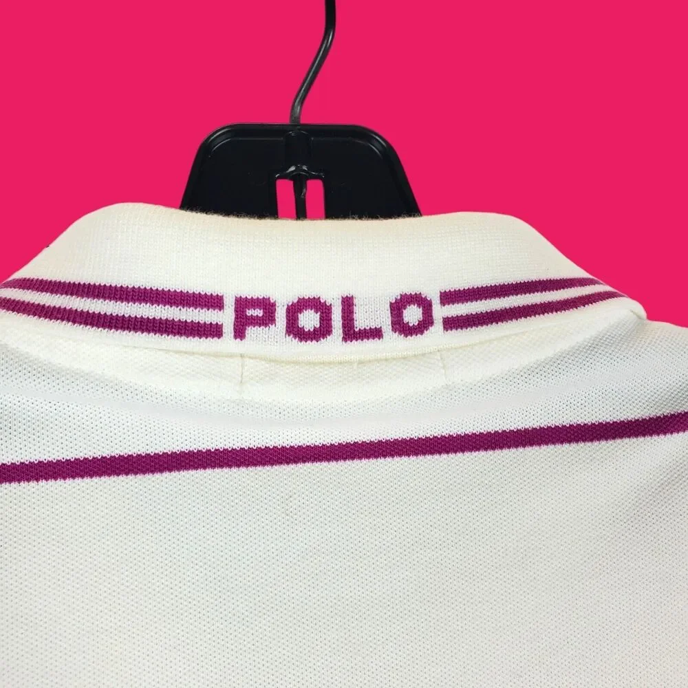 POLO Ralph Lauren Polo Shirt Mens XXL White Pink Striped Casual Outdoor Preppy